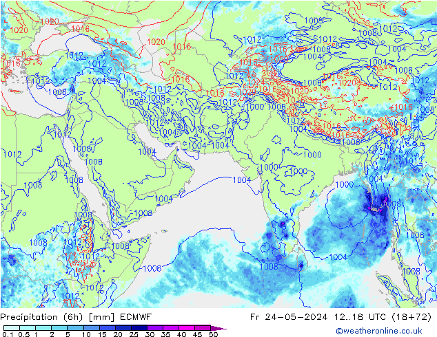 Z500/Rain (+SLP)/Z850 ECMWF Fr 24.05.2024 18 UTC