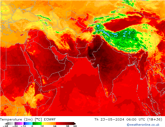 Temperature (2m) ECMWF Čt 23.05.2024 06 UTC