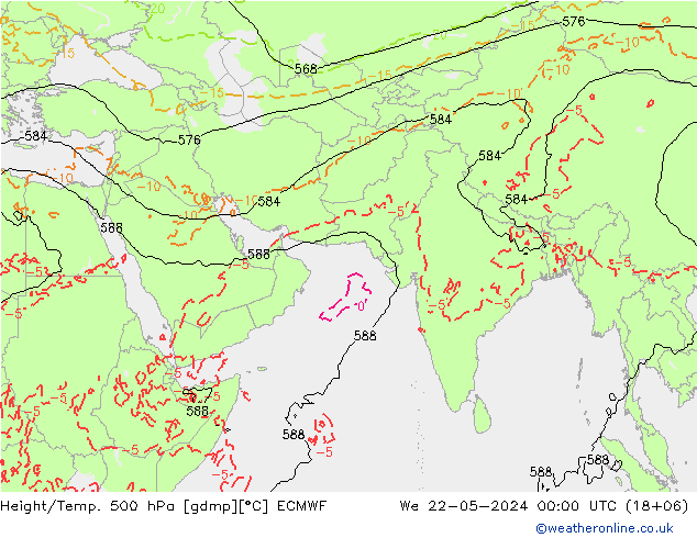 Z500/Rain (+SLP)/Z850 ECMWF 星期三 22.05.2024 00 UTC