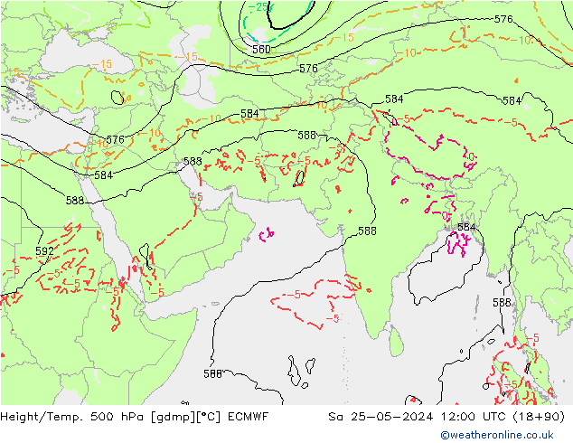 Z500/Rain (+SLP)/Z850 ECMWF Sáb 25.05.2024 12 UTC