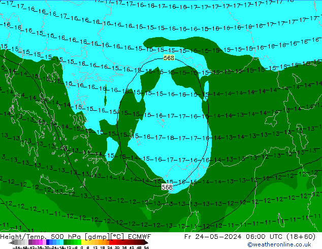 Z500/Yağmur (+YB)/Z850 ECMWF Cu 24.05.2024 06 UTC