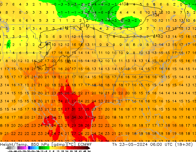 Z500/Rain (+SLP)/Z850 ECMWF  23.05.2024 06 UTC