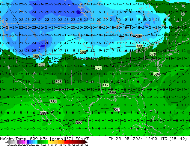 Z500/Yağmur (+YB)/Z850 ECMWF Per 23.05.2024 12 UTC