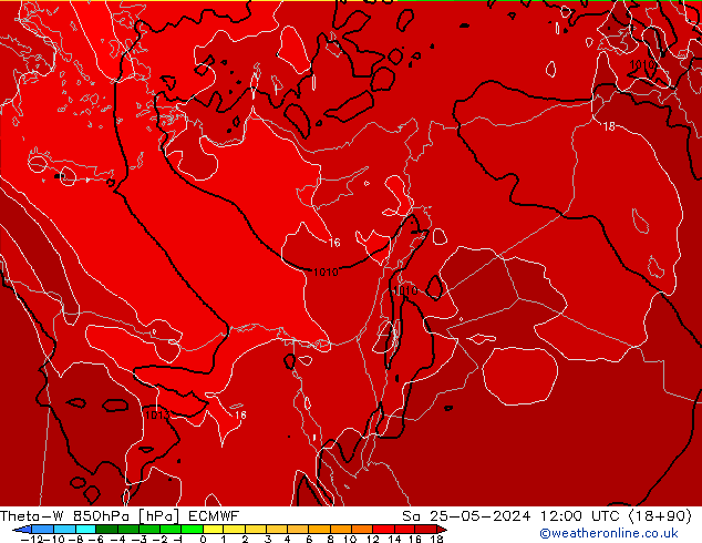 Theta-W 850hPa ECMWF sam 25.05.2024 12 UTC