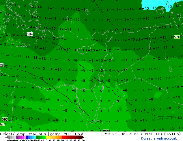 Z500/Rain (+SLP)/Z850 ECMWF mié 22.05.2024 00 UTC