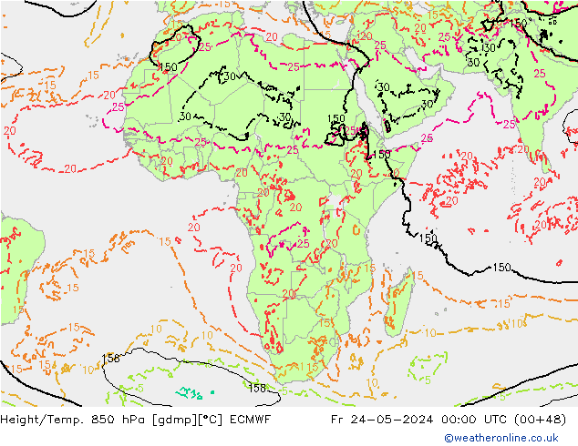 Z500/Rain (+SLP)/Z850 ECMWF Sex 24.05.2024 00 UTC