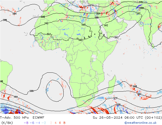 T-Adv. 500 hPa ECMWF Paz 26.05.2024 06 UTC