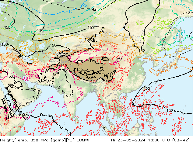 Z500/Rain (+SLP)/Z850 ECMWF чт 23.05.2024 18 UTC