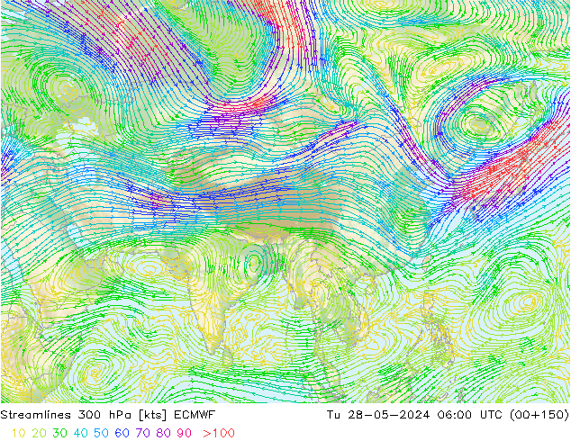 Rüzgar 300 hPa ECMWF Sa 28.05.2024 06 UTC