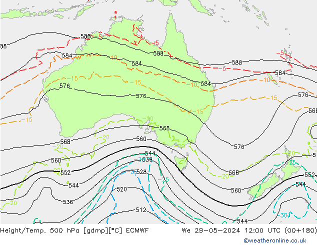 Z500/Rain (+SLP)/Z850 ECMWF śro. 29.05.2024 12 UTC