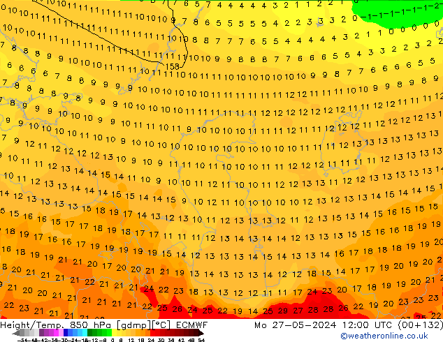 Z500/Regen(+SLP)/Z850 ECMWF ma 27.05.2024 12 UTC