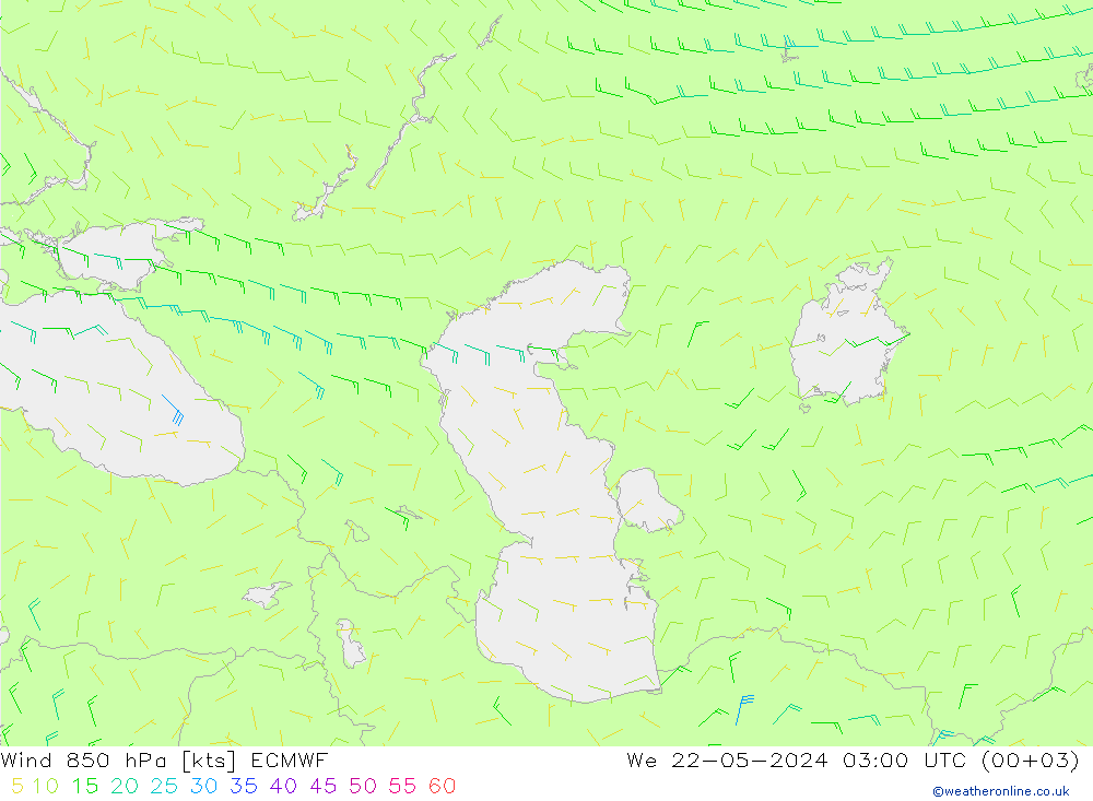 Rüzgar 850 hPa ECMWF Çar 22.05.2024 03 UTC