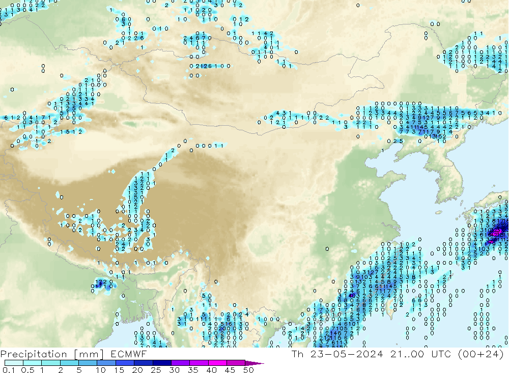 降水 ECMWF 星期四 23.05.2024 00 UTC