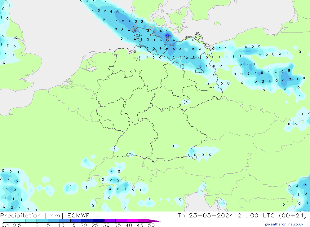 Precipitation ECMWF Th 23.05.2024 00 UTC