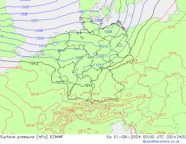 Surface pressure ECMWF Sa 01.06.2024 00 UTC