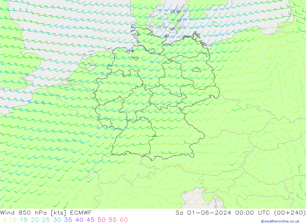 Rüzgar 850 hPa ECMWF Cts 01.06.2024 00 UTC