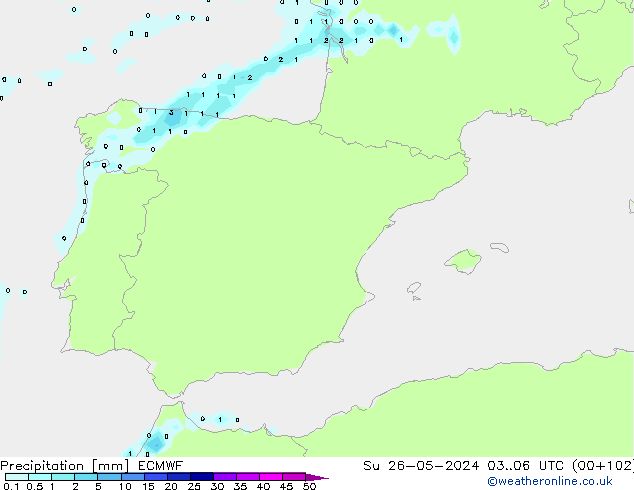 Yağış ECMWF Paz 26.05.2024 06 UTC