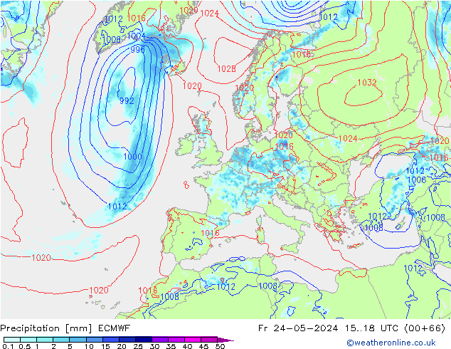 Niederschlag ECMWF Fr 24.05.2024 18 UTC