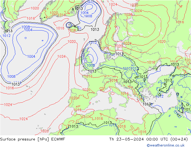 Bodendruck ECMWF Do 23.05.2024 00 UTC