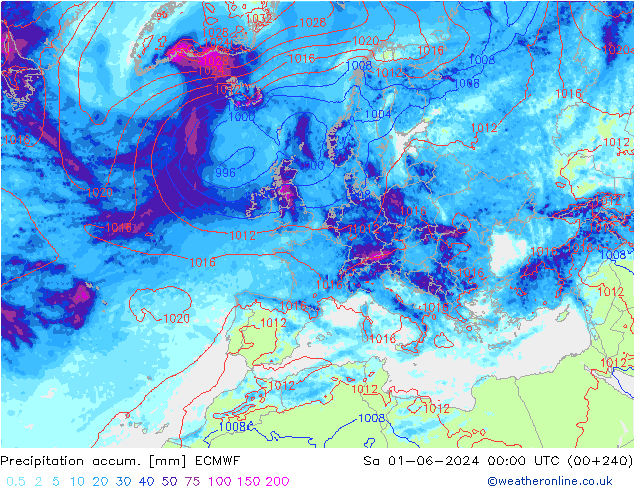 Toplam Yağış ECMWF Cts 01.06.2024 00 UTC