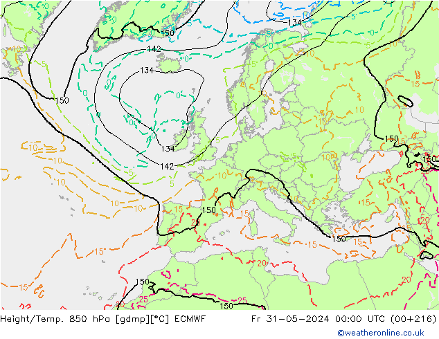 Height/Temp. 850 hPa ECMWF  31.05.2024 00 UTC