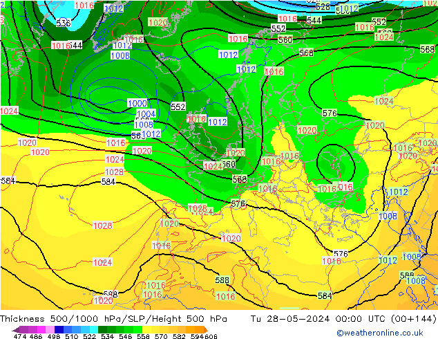 Thck 500-1000гПа ECMWF вт 28.05.2024 00 UTC