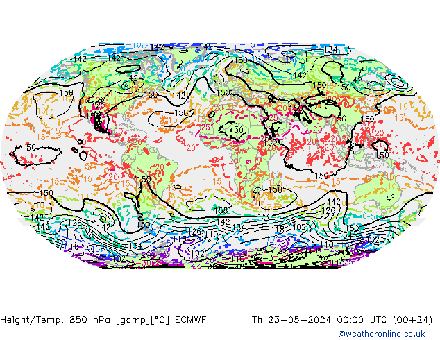 Height/Temp. 850 hPa ECMWF Do 23.05.2024 00 UTC