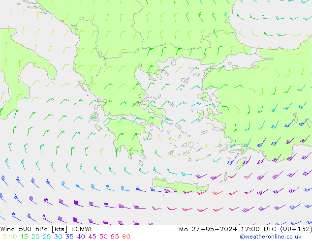 wiatr 500 hPa ECMWF pon. 27.05.2024 12 UTC