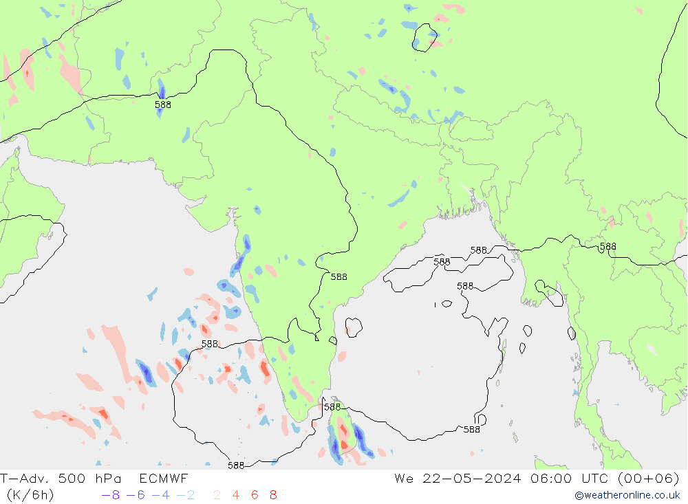 T-Adv. 500 hPa ECMWF mer 22.05.2024 06 UTC