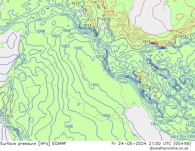 Pressione al suolo ECMWF ven 24.05.2024 21 UTC