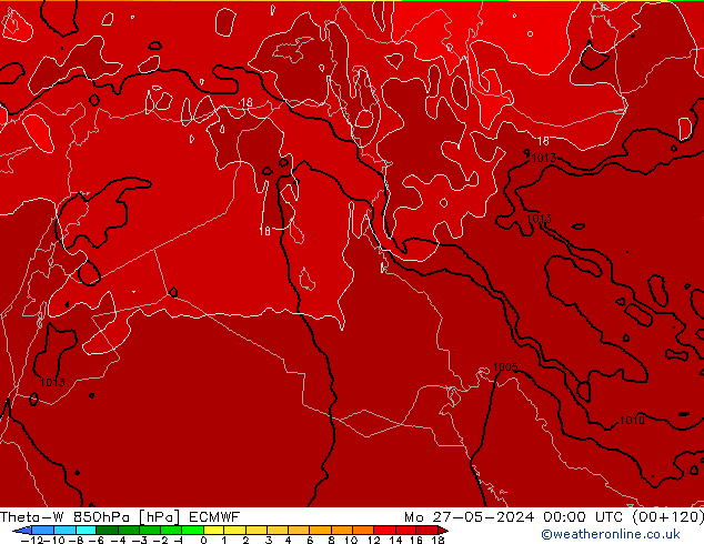 Theta-W 850hPa ECMWF ma 27.05.2024 00 UTC