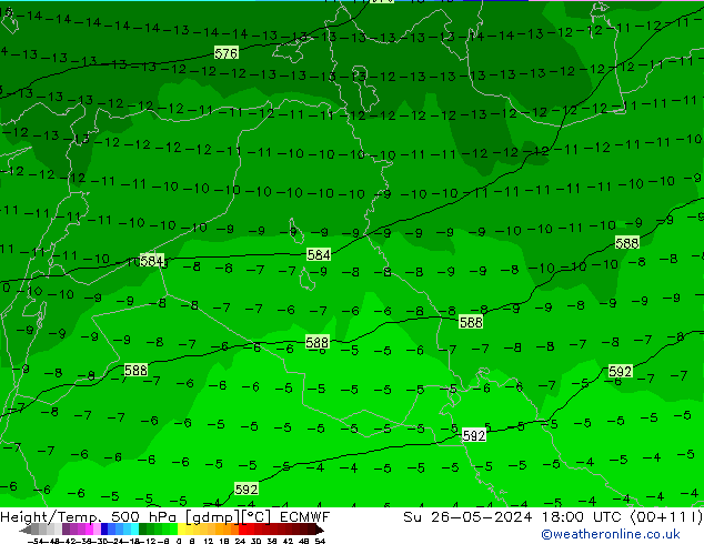 Z500/Rain (+SLP)/Z850 ECMWF Ne 26.05.2024 18 UTC