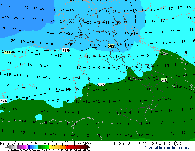 Z500/Rain (+SLP)/Z850 ECMWF Th 23.05.2024 18 UTC