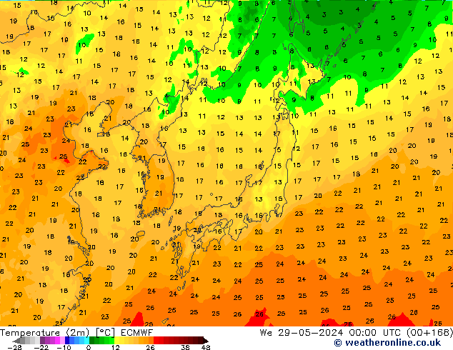 карта температуры ECMWF ср 29.05.2024 00 UTC