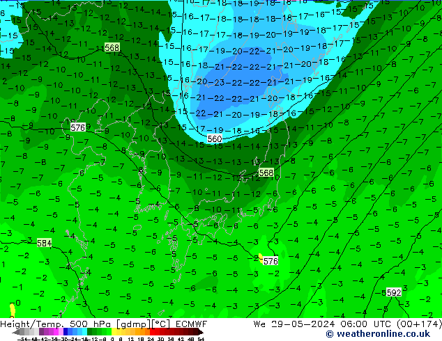 Z500/Rain (+SLP)/Z850 ECMWF mié 29.05.2024 06 UTC