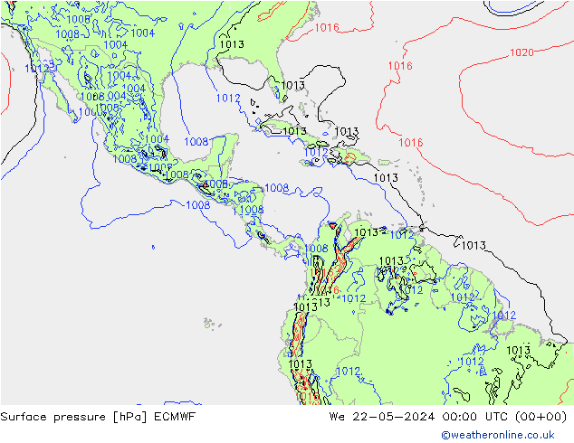 pression de l'air ECMWF mer 22.05.2024 00 UTC