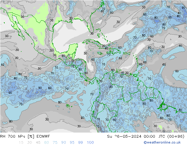 700 hPa Nispi Nem ECMWF Paz 26.05.2024 00 UTC