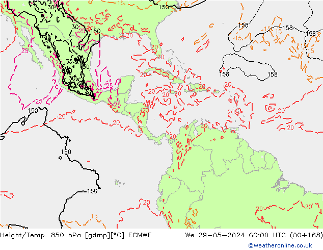 Z500/Rain (+SLP)/Z850 ECMWF ср 29.05.2024 00 UTC