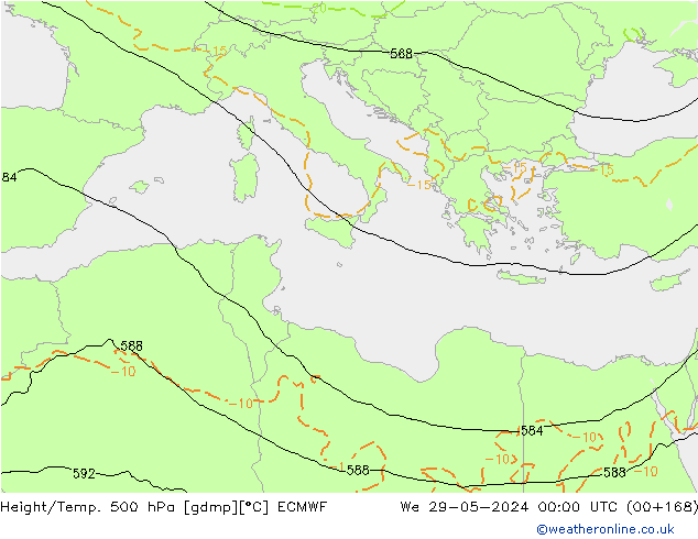 Height/Temp. 500 гПа ECMWF ср 29.05.2024 00 UTC