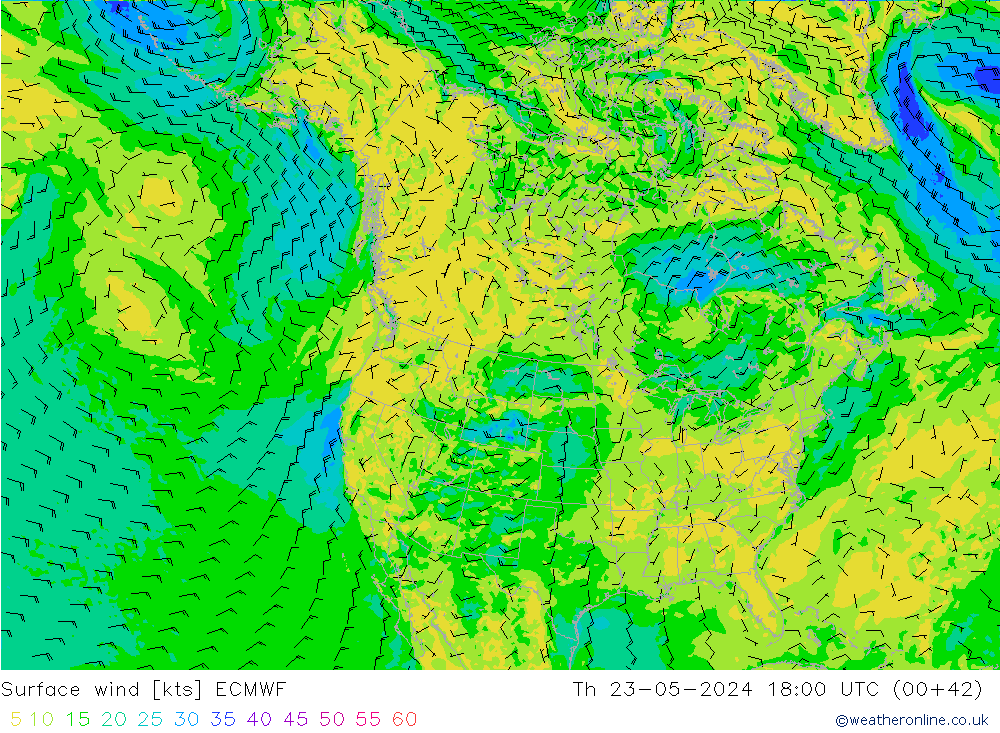 Surface wind ECMWF Th 23.05.2024 18 UTC