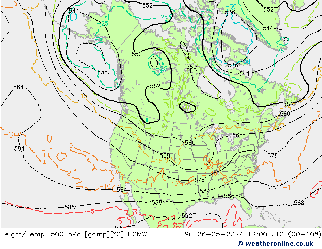 Height/Temp. 500 hPa ECMWF Ne 26.05.2024 12 UTC