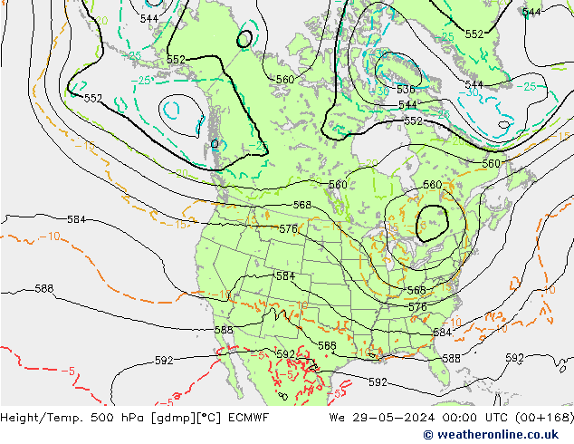 Z500/Yağmur (+YB)/Z850 ECMWF Çar 29.05.2024 00 UTC