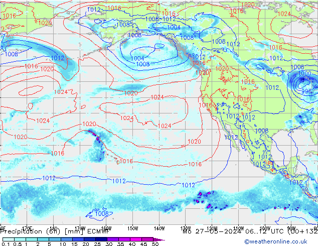 Z500/Yağmur (+YB)/Z850 ECMWF Pzt 27.05.2024 12 UTC