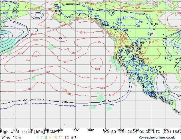 High wind areas ECMWF Qua 29.05.2024 00 UTC