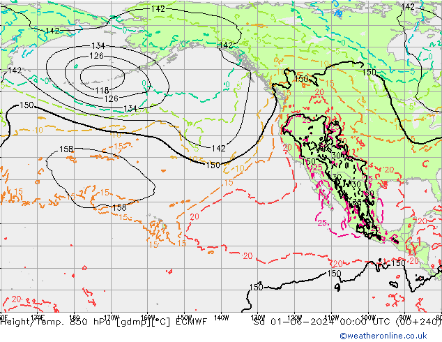 Height/Temp. 850 hPa ECMWF Sáb 01.06.2024 00 UTC