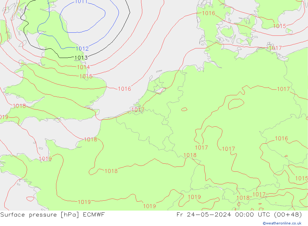 ciśnienie ECMWF pt. 24.05.2024 00 UTC