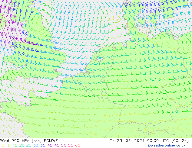风 900 hPa ECMWF 星期四 23.05.2024 00 UTC
