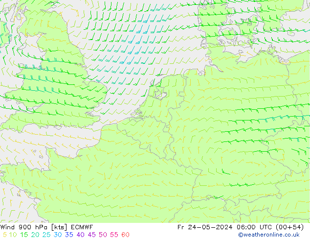 Vent 900 hPa ECMWF ven 24.05.2024 06 UTC