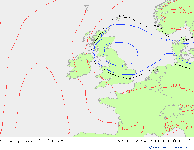 приземное давление ECMWF чт 23.05.2024 09 UTC