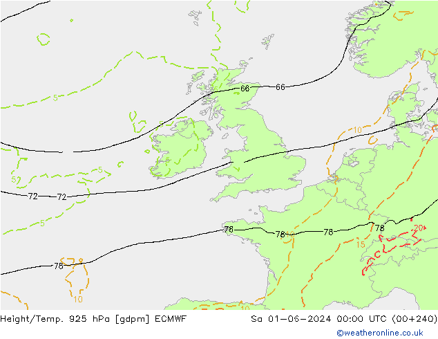 Height/Temp. 925 hPa ECMWF Sa 01.06.2024 00 UTC